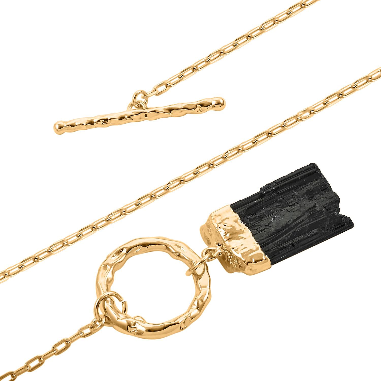 Tourmaline Point Necklace 34 Inches in Goldtone  37.50 ctw