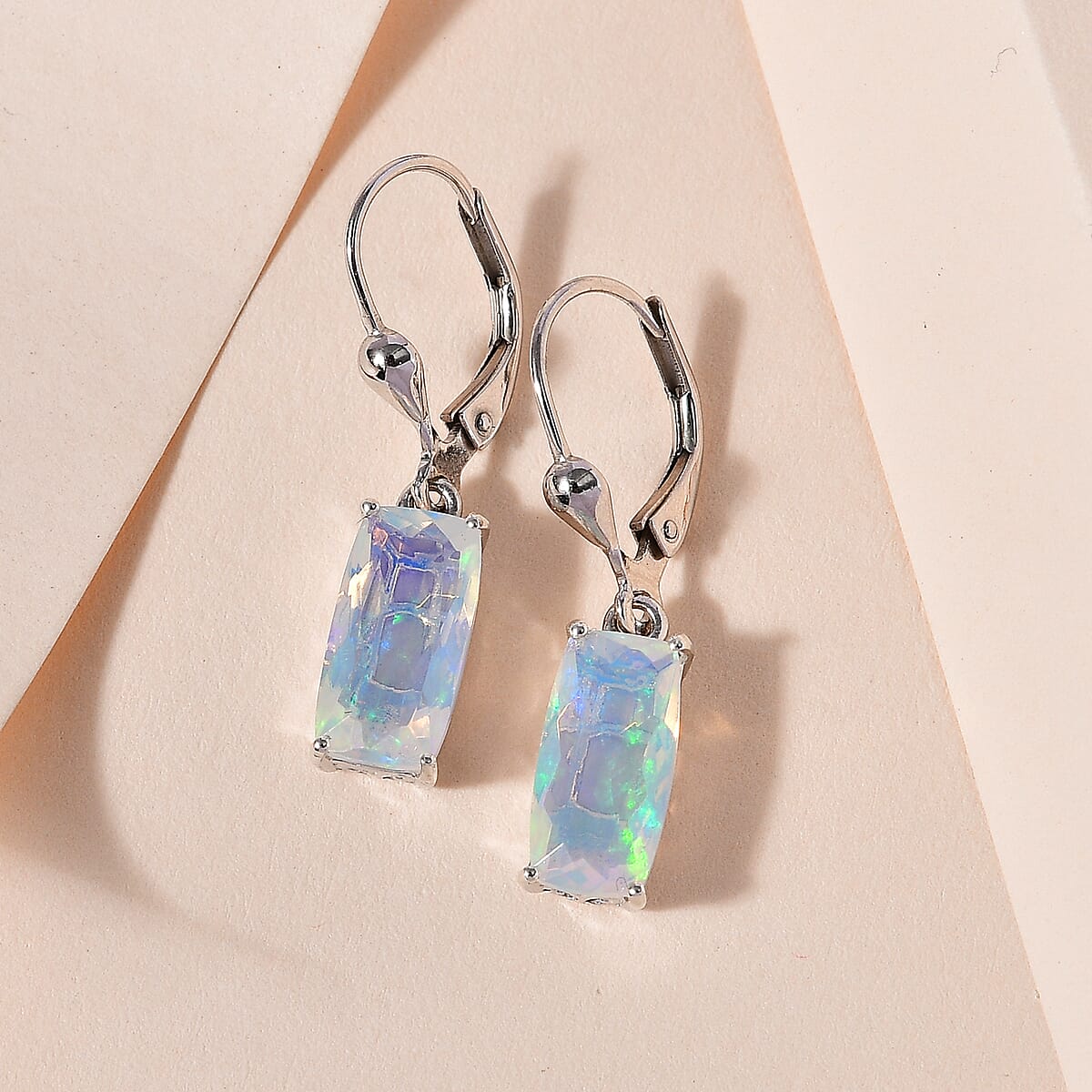D'Joy AAA Ethiopian Welo Opal Lever Back Earrings in Platinum Over Sterling Silver 3.25 ctw image number 2