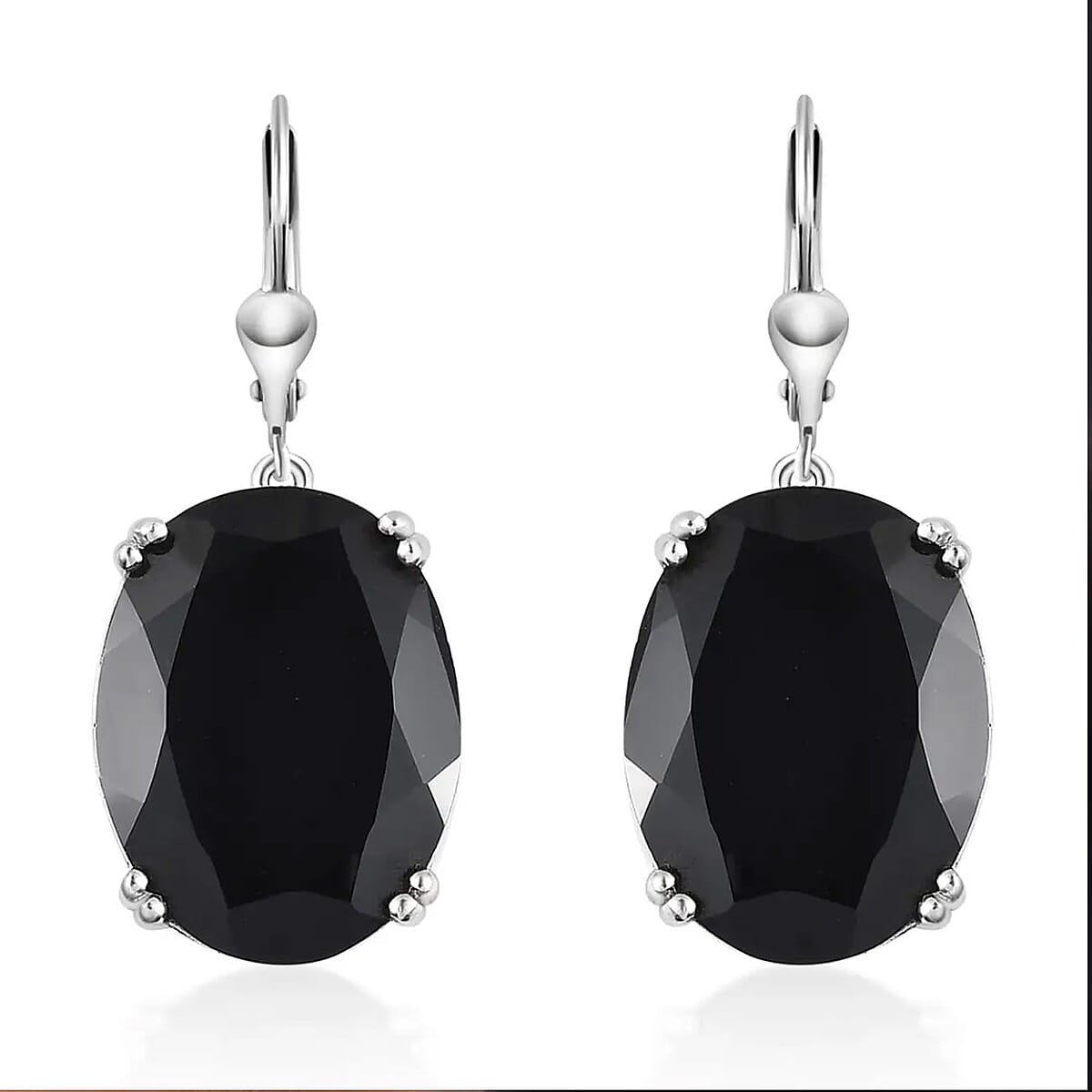 Thai Black Spinel Lever Back Earrings in Platinum Over Sterling Silver 49.00 ctw image number 0