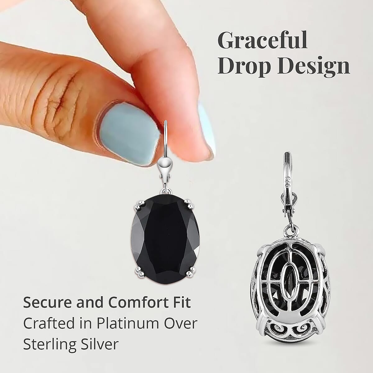 Thai Black Spinel Lever Back Earrings in Platinum Over Sterling Silver 49.00 ctw image number 3