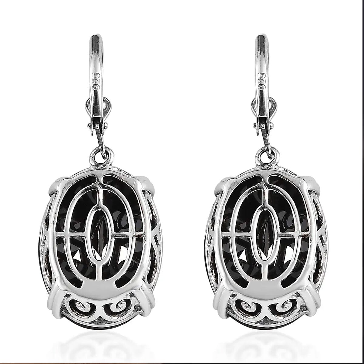 Thai Black Spinel Lever Back Earrings in Platinum Over Sterling Silver 49.00 ctw image number 5