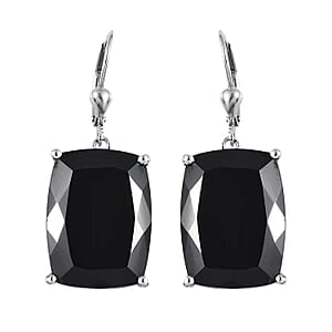 Thai Black Spinel Lever Back Earrings in Platinum Over Sterling Silver 49.00 ctw