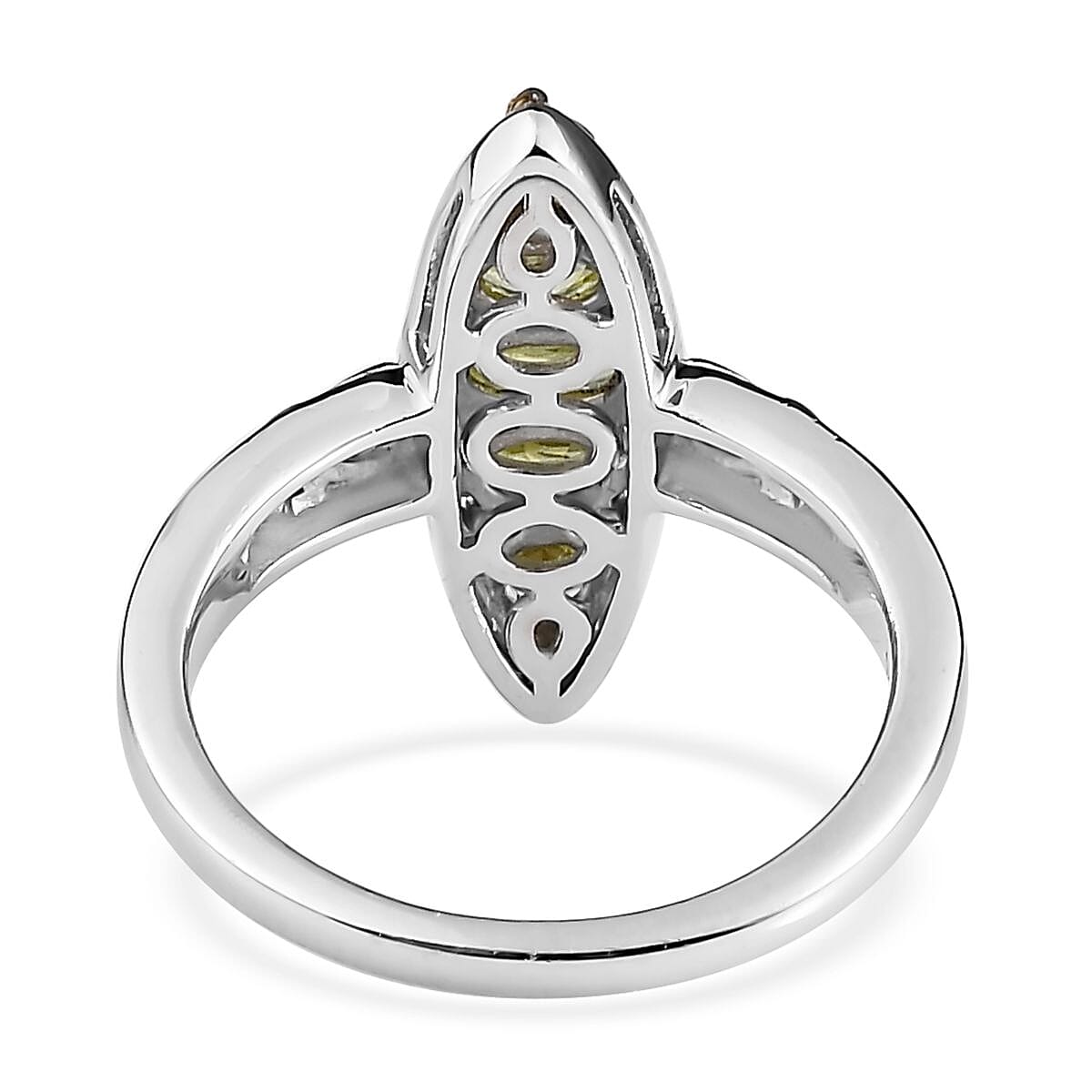 Premium Sava Sphene Elongated Ring in Vermeil Yellow Gold and Platinum Over Sterling Silver (Size 10.0) 1.00 ctw