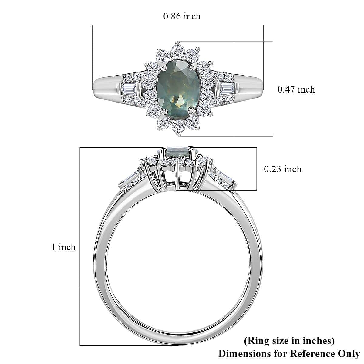 Luxoro 14K White Gold AAA Narsipatnam Alexandrite and Moissanite Floral Ring (Size 6.0) 1.15 ctw