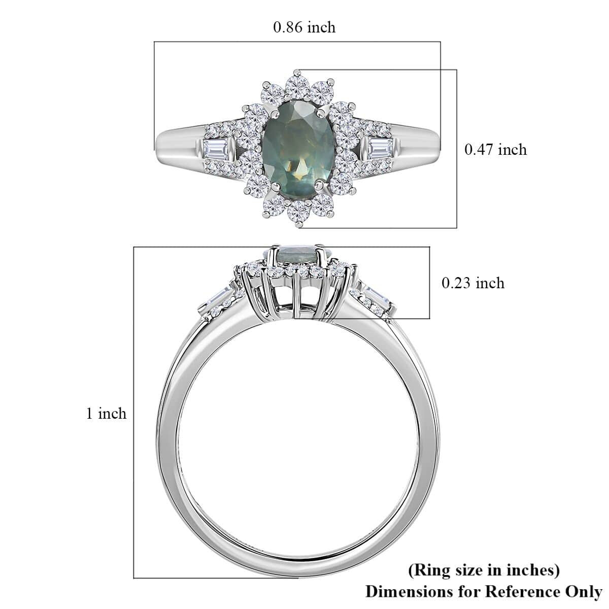 Luxoro 14K White Gold AAA Narsipatnam Alexandrite and Moissanite Floral Ring (Size 8.0) 1.15 ctw image number 5