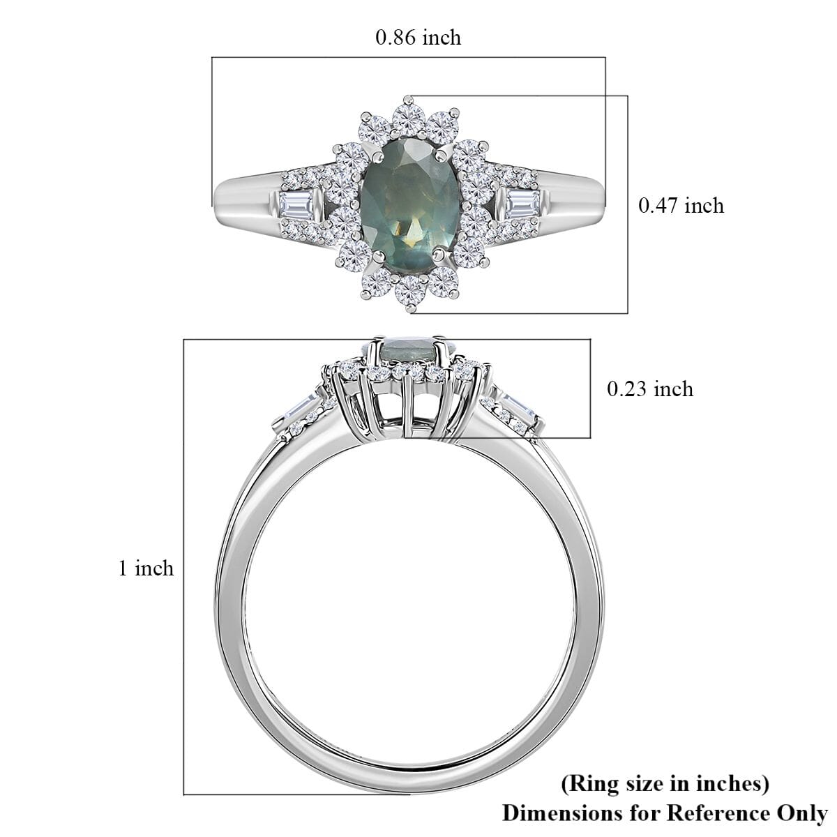 Luxoro 14K White Gold AAA Narsipatnam Alexandrite and Moissanite Floral Ring (Size 9.0) 1.15 ctw image number 5