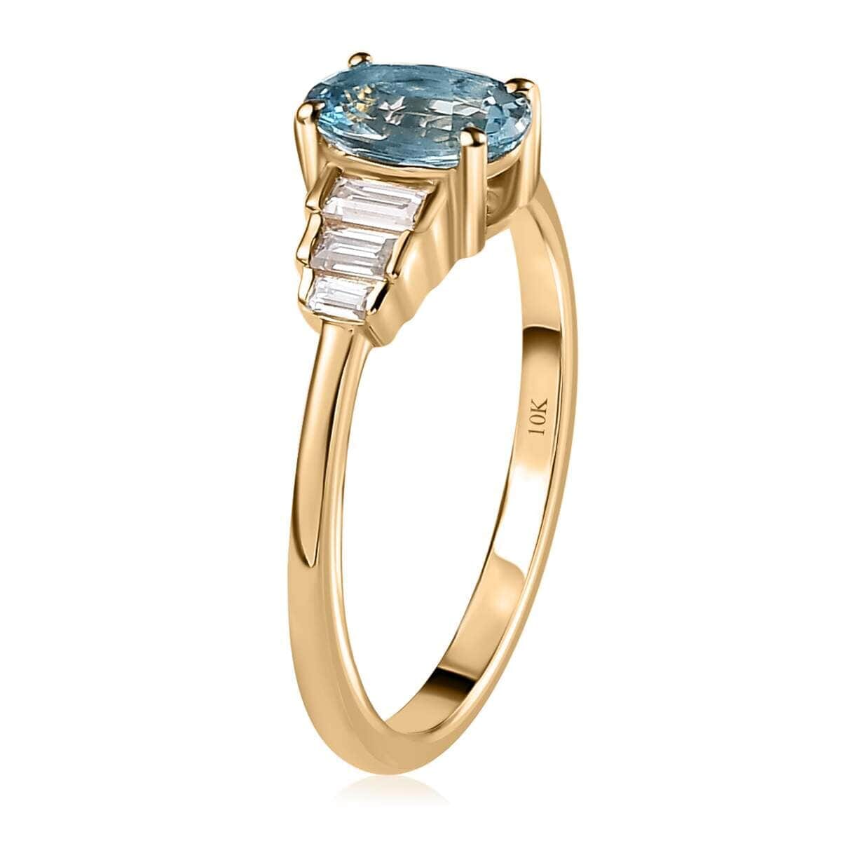 Luxoro 10K Yellow Gold AAA Santa Maria Aquamarine, Moissanite Ring 0.90 ctw image number 3