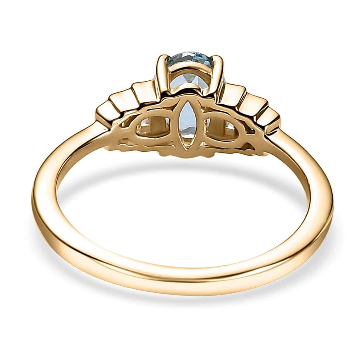 Luxoro 10K Yellow Gold AAA Santa Maria Aquamarine, Moissanite Ring 0.90 ctw image number 4