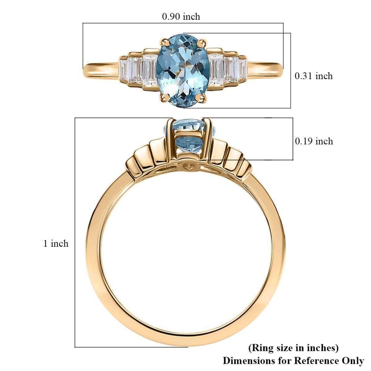 Luxoro 10K Yellow Gold AAA Santa Maria Aquamarine, Moissanite Ring 0.90 ctw image number 5
