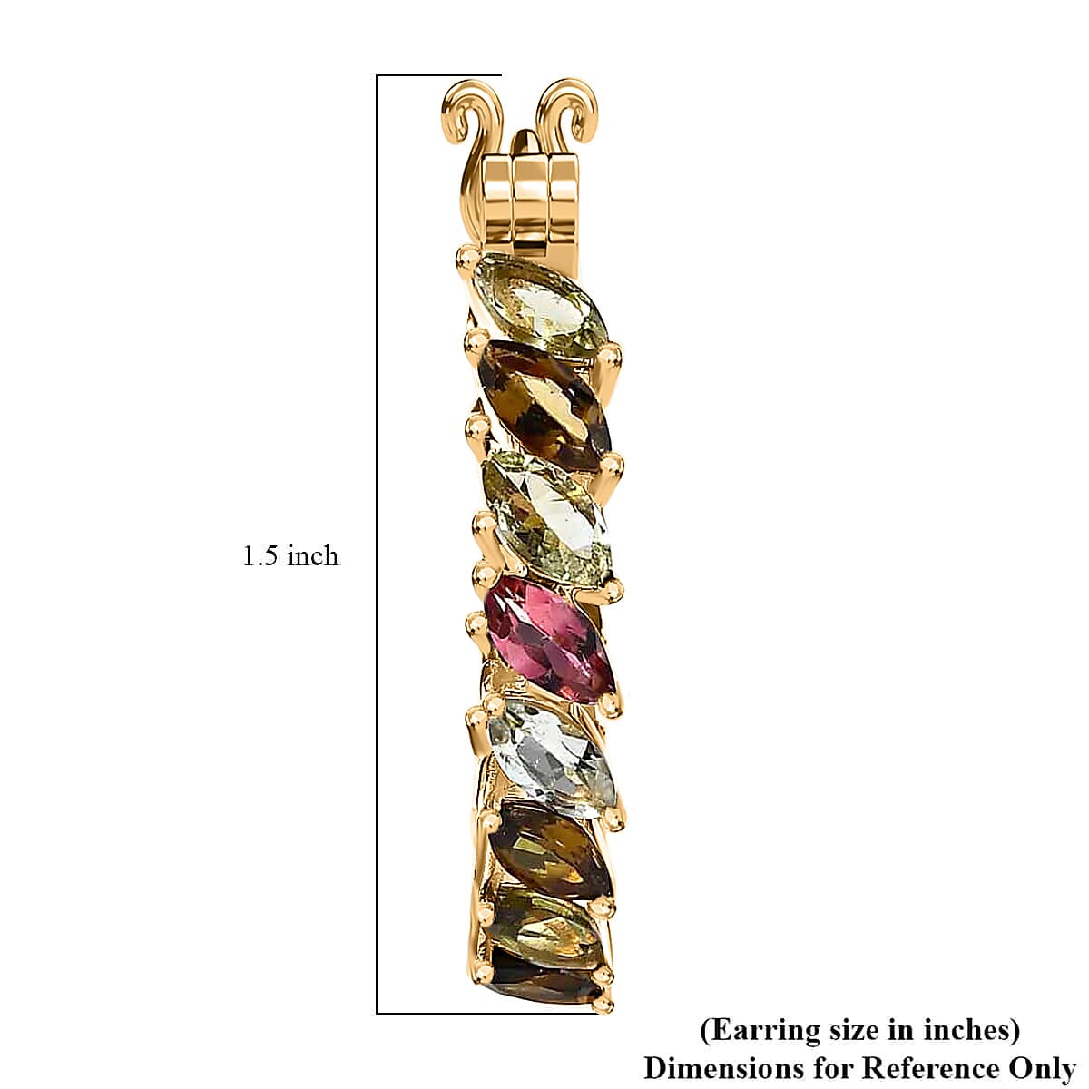 D'Joy Multi-Tourmaline Inside Out Hoop Earrings, Vermeil Yellow Gold Over Sterling Silver Hoop Earrings, Multi Tourmaline Earrings, In Out Hoops 9.40 ctw image number 6