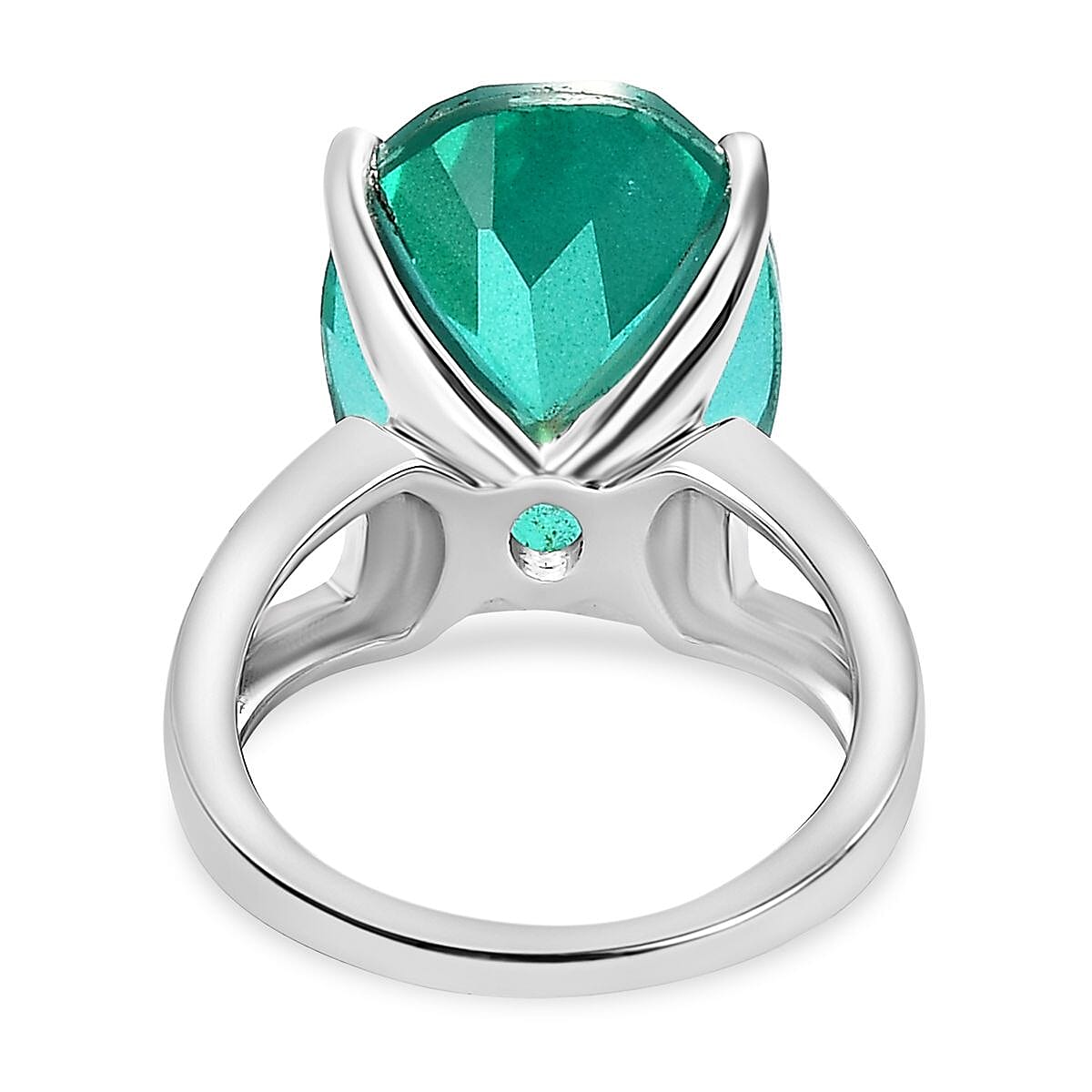 Peacock Triplet Quartz 13.43 ctw Ring in Rhodium Over Sterling Silver (Size 11.5)