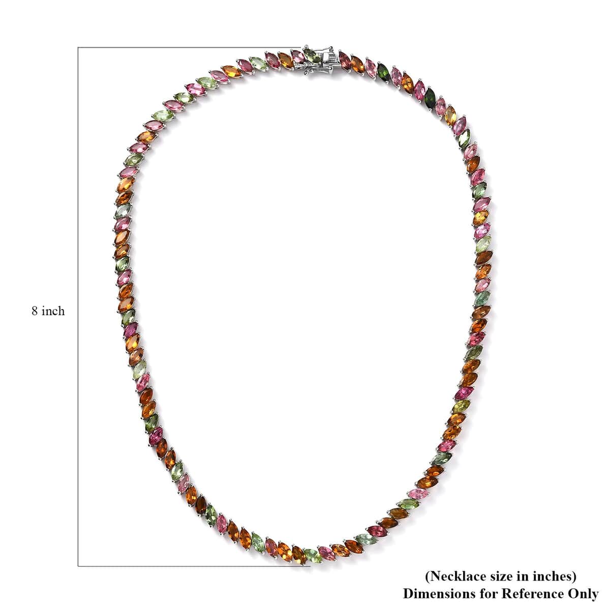 Multi-Tourmaline Tennis Necklace 18 Inches in Platinum Over Sterling Silver 30.90 ctw image number 5