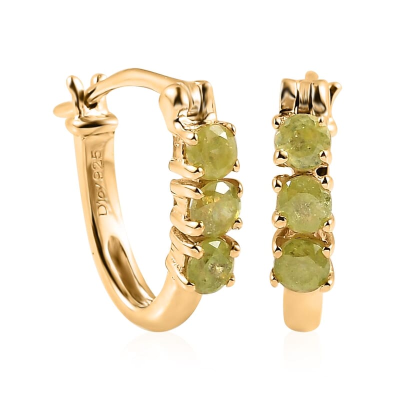 Premium Sava Sphene Huggie Hoop Earrings in Vermeil Yellow Gold Over Sterling Silver 0.85 ctw