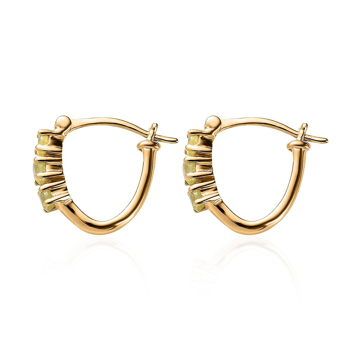 Premium Sava Sphene Huggie Hoop Earrings in Vermeil Yellow Gold Over Sterling Silver 0.85 ctw