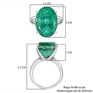 Emeraldine Triplet Quartz 13.51 ctw Ring in Rhodium Over Sterling Silver (Size 6.5)