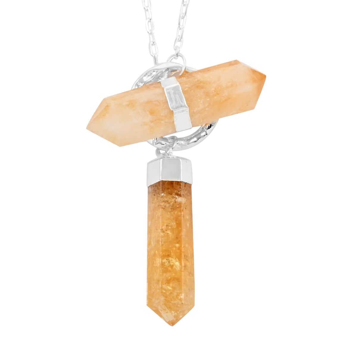 Made in Brazil Citrine Necklace 35 Inches in Silvertone 110.50 ctw image number 0