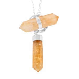 Made in Brazil Citrine Necklace 35 Inches in Silvertone 110.50 ctw