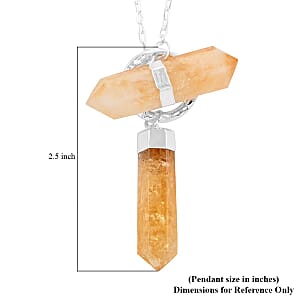 Made in Brazil Citrine Necklace 35 Inches in Silvertone 110.50 ctw