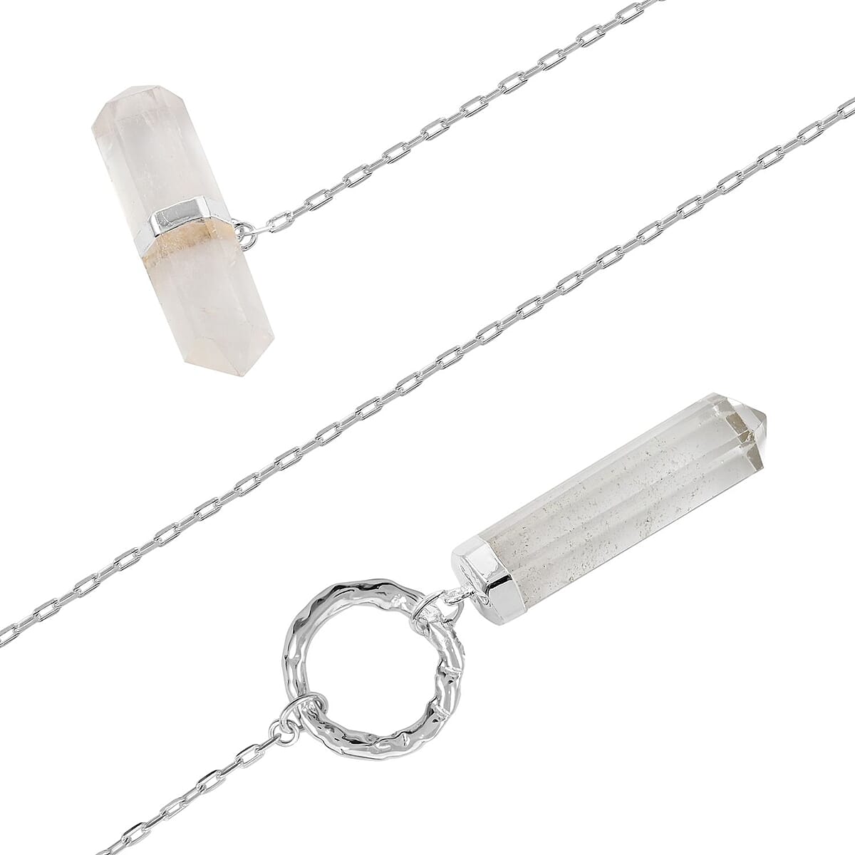 Crystal Necklace 35.5 Inches in Silvertone image number 4