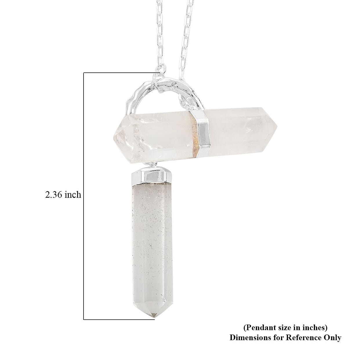 Crystal Pencil Shape Pendant Necklace 35.5 Inches in Silvertone image number 5