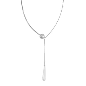 White Shell Pearl Necklace 20-22 Inches in Silvertone