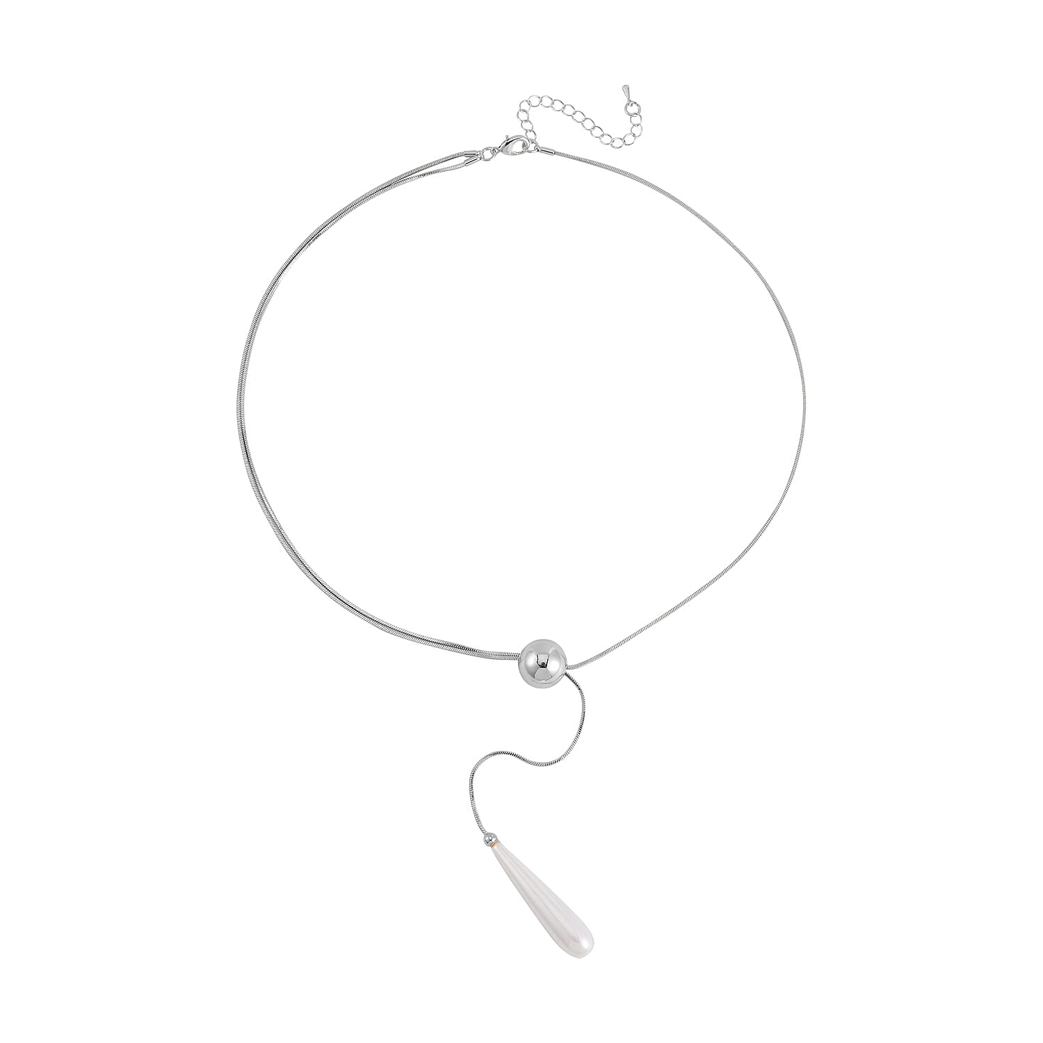 White Shell Pearl Necklace Silvertone