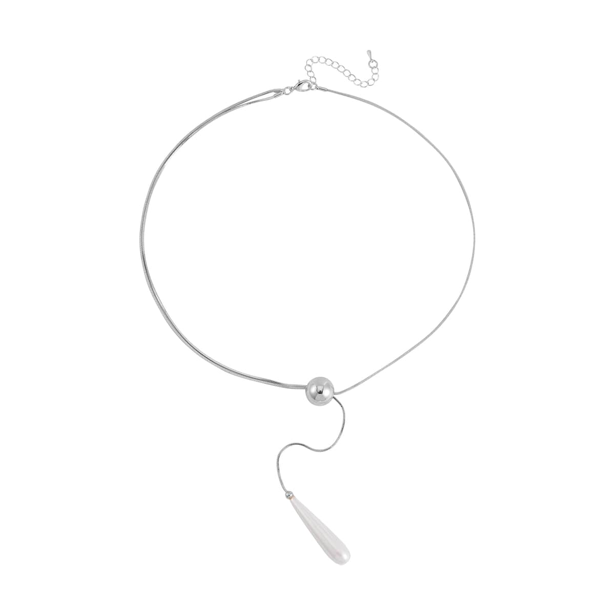 White Shell Pearl Necklace 20-22 Inches in Silvertone image number 2