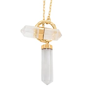 Crystal Pencil Shape Pendant Necklace in Goldtone 35 Inches