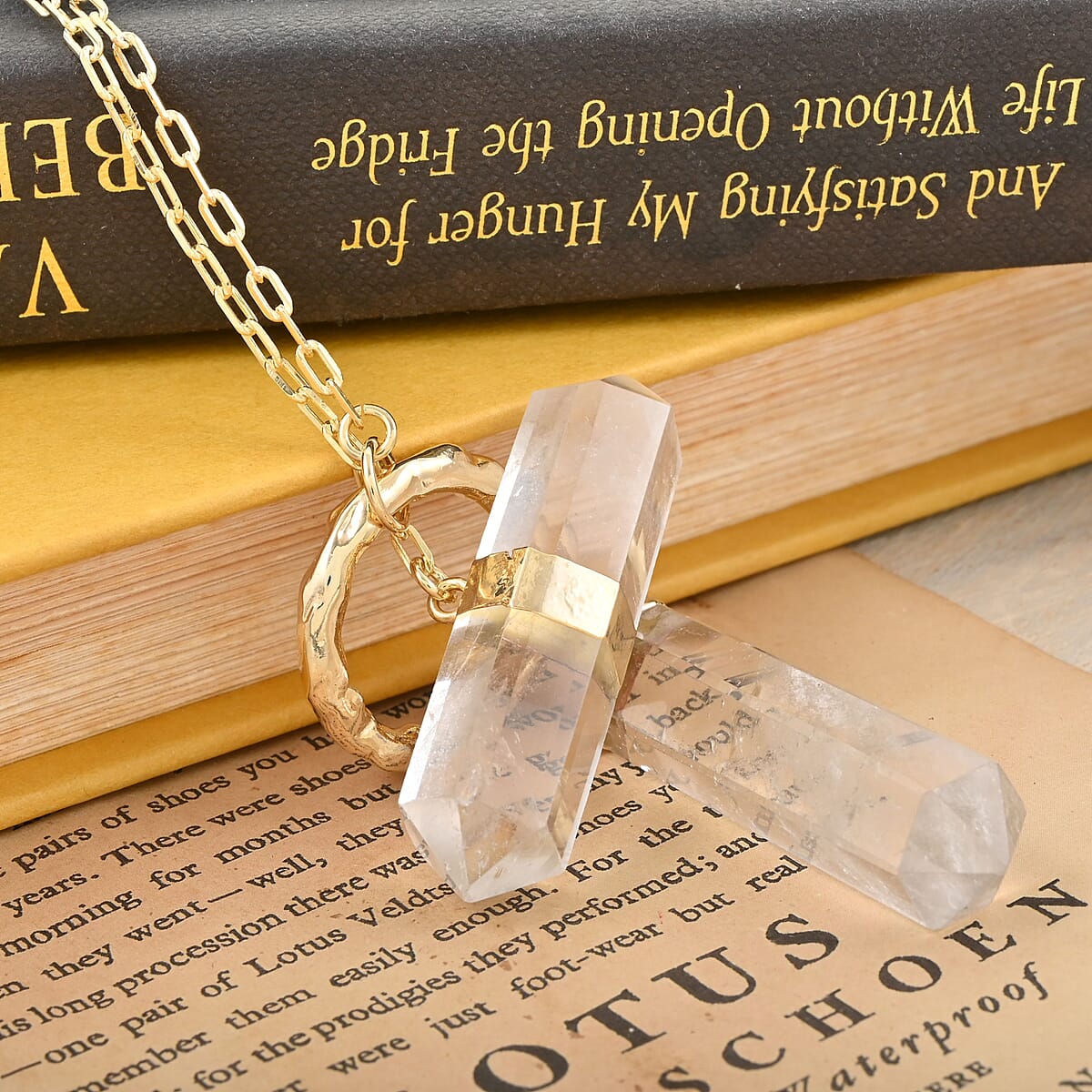 Crystal Pencil Shape Pendant Necklace in Goldtone 35 Inches image number 1