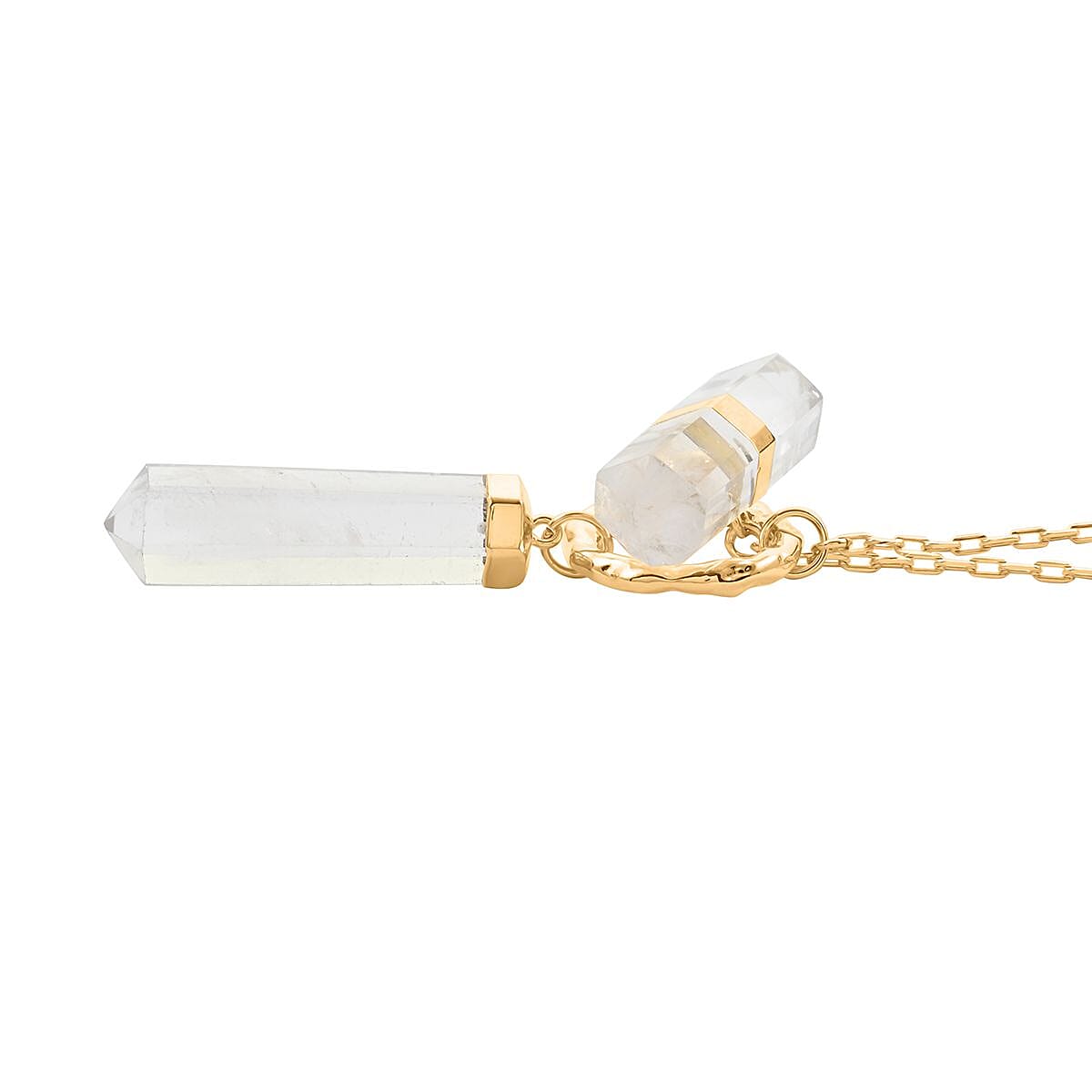 Crystal Pencil Shape Pendant Necklace in Goldtone 35 Inches image number 2