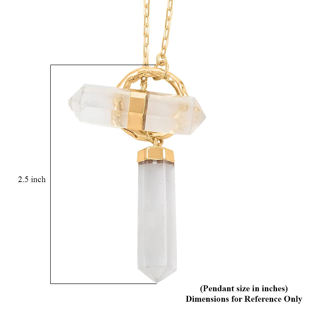 Crystal Pencil Shape Pendant Necklace in Goldtone 35 Inches image number 3