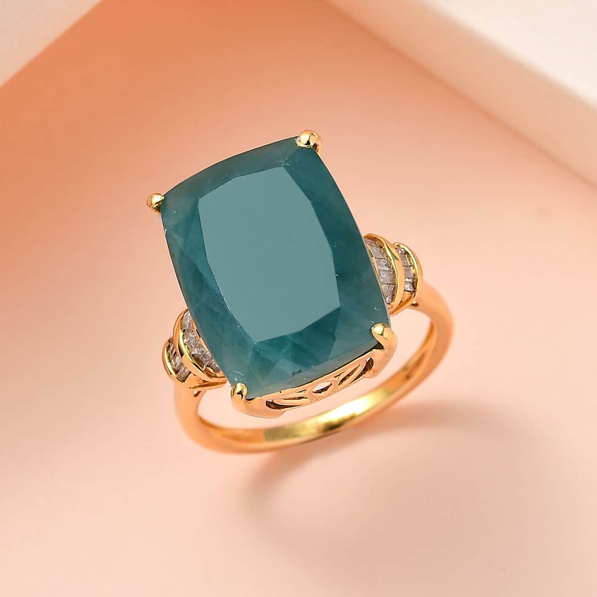 Premium Grandidierite and Diamond Ring in Vermeil Yellow Gold Over Sterling Silver 12.50 ctw image number 1