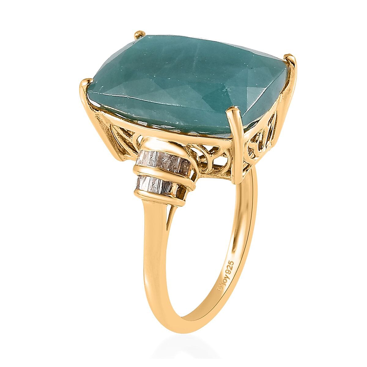 Premium Grandidierite and Diamond Ring in Vermeil Yellow Gold Over Sterling Silver (Size 6.0) 12.50 ctw image number 3