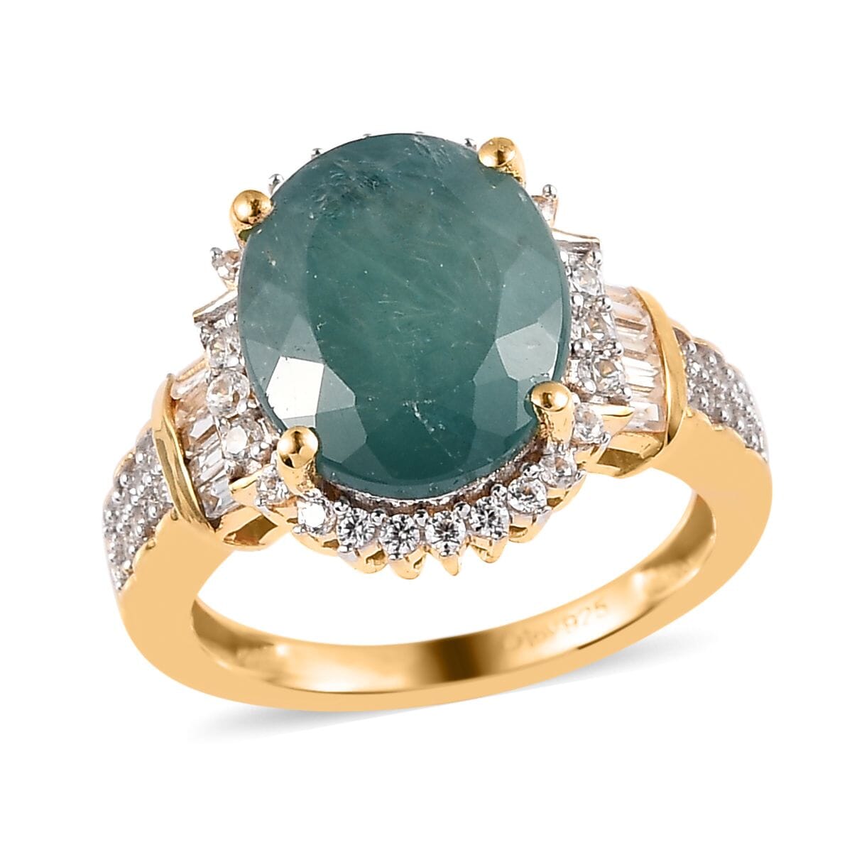 Premium Grandidierite and White Zircon Ring in Vermeil Yellow Gold Over Sterling Silver 6.00 ctw image number 0