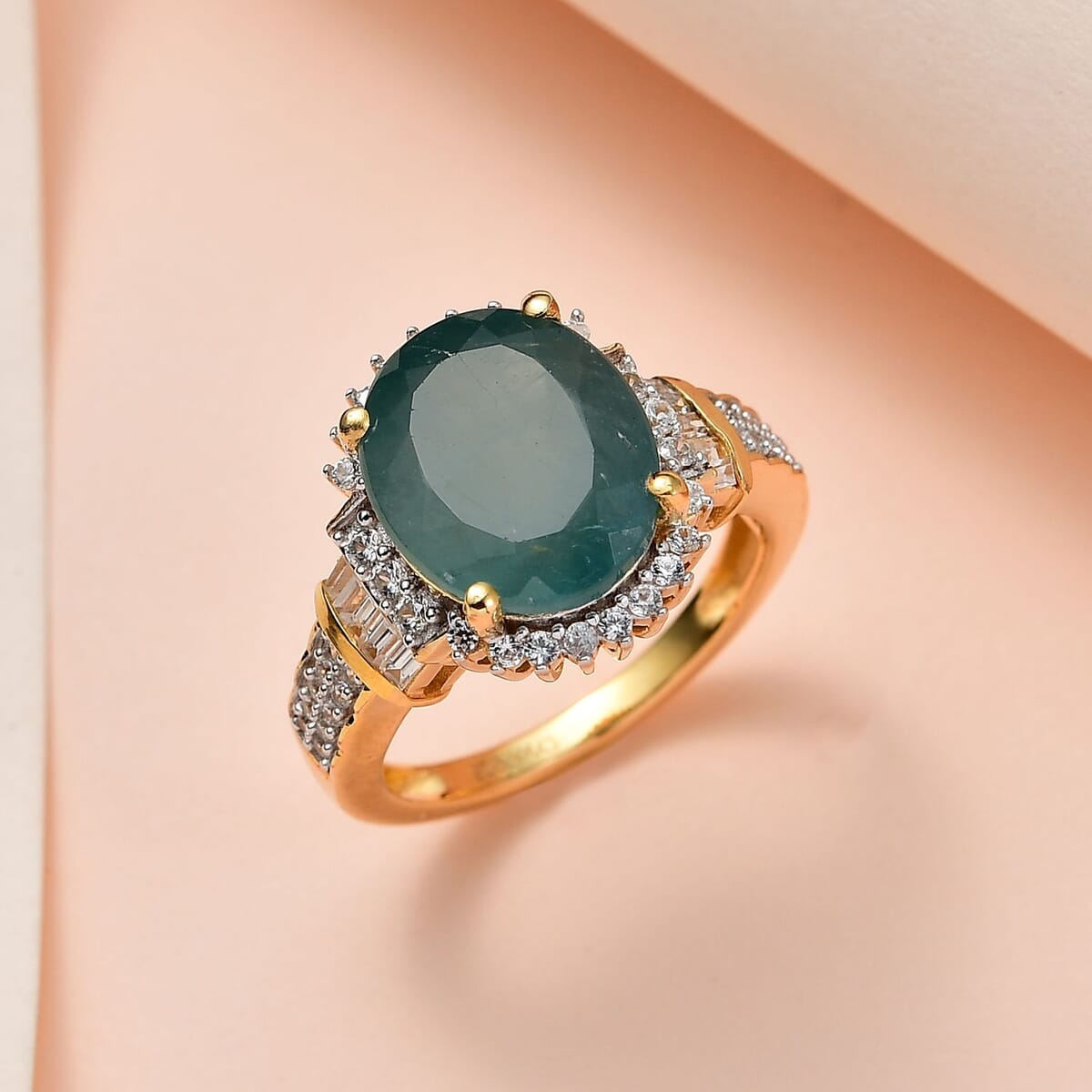 Premium Grandidierite and White Zircon Ring in Vermeil Yellow Gold Over Sterling Silver 6.00 ctw image number 1