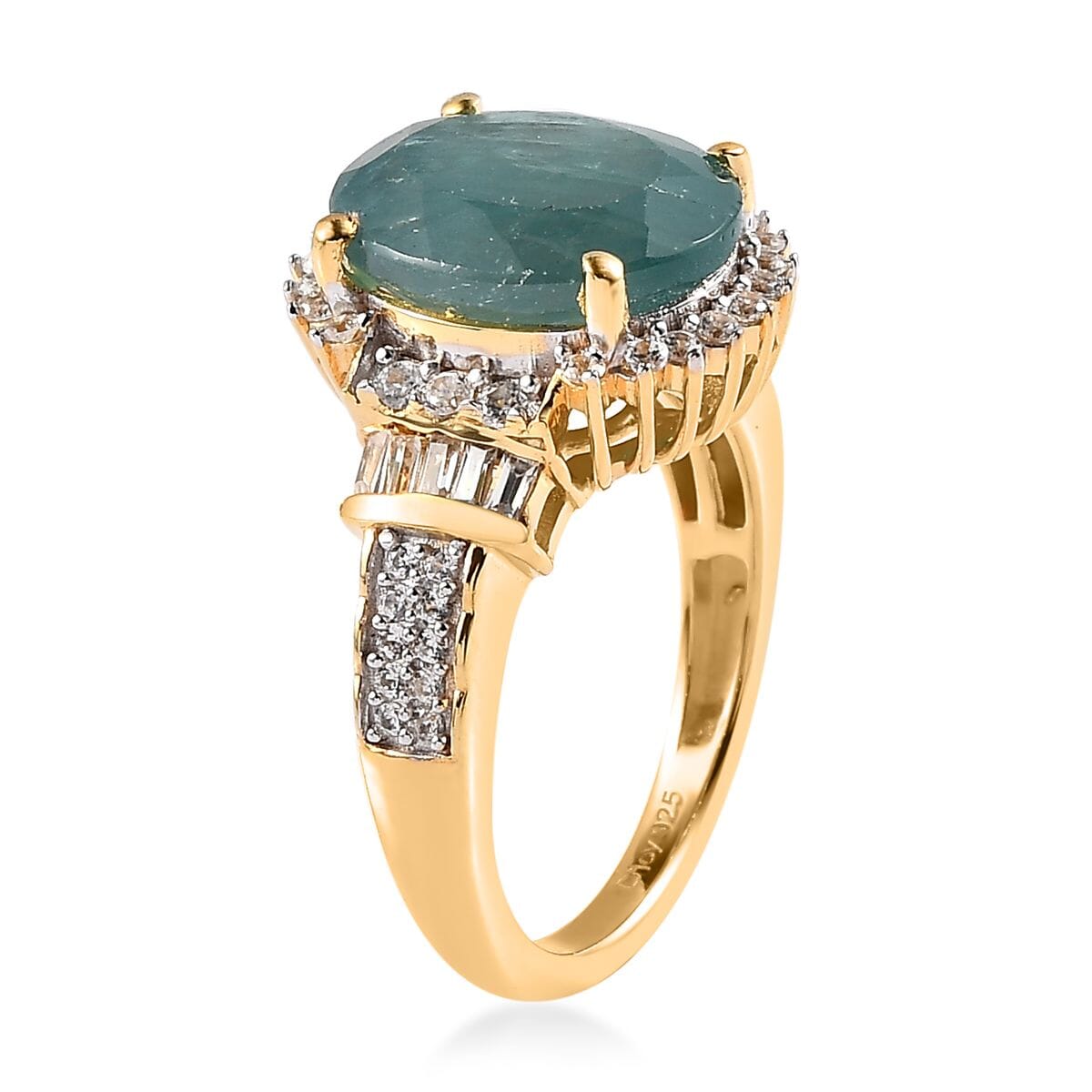 Premium Grandidierite and White Zircon Ring in Vermeil Yellow Gold Over Sterling Silver 6.00 ctw image number 3