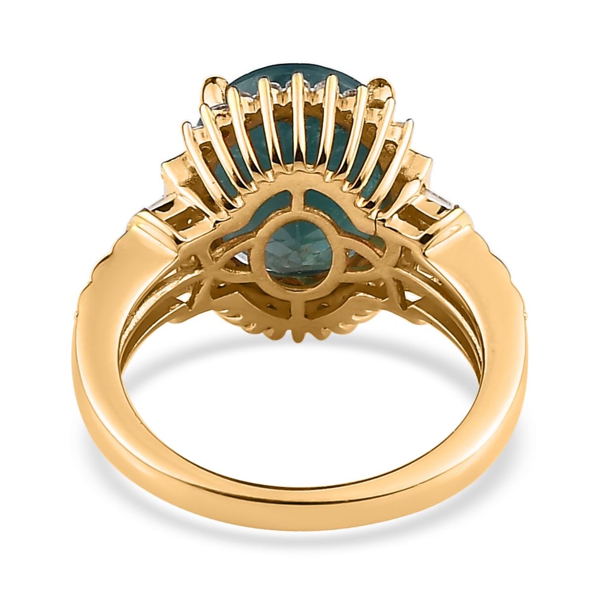 Premium Grandidierite and White Zircon Ring in Vermeil Yellow Gold Over Sterling Silver 6.00 ctw image number 4