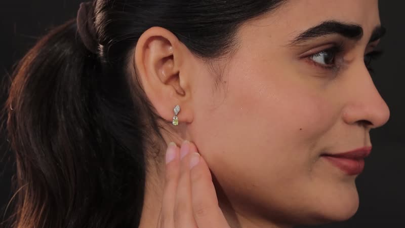 Premium Sava Sphene and White Zircon Earrings in Platinum Over Sterling Silver 0.50 ctw