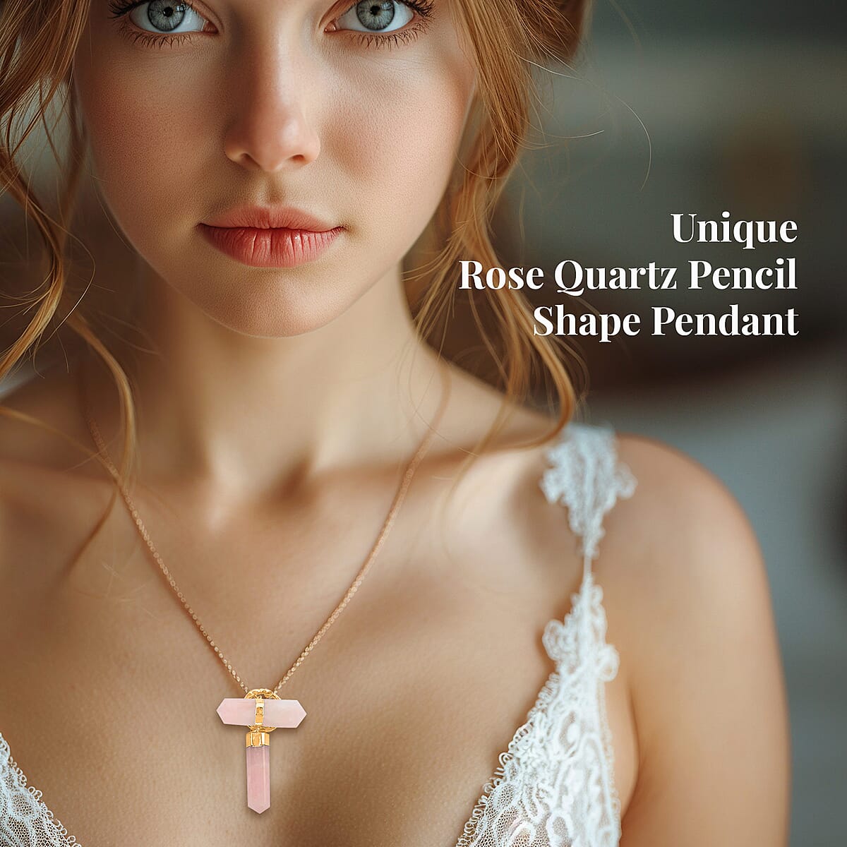 Galilea Rose Quartz 91.50 ctw Pencil Shape Pendant Necklace in Goldtone 35 Inches image number 2