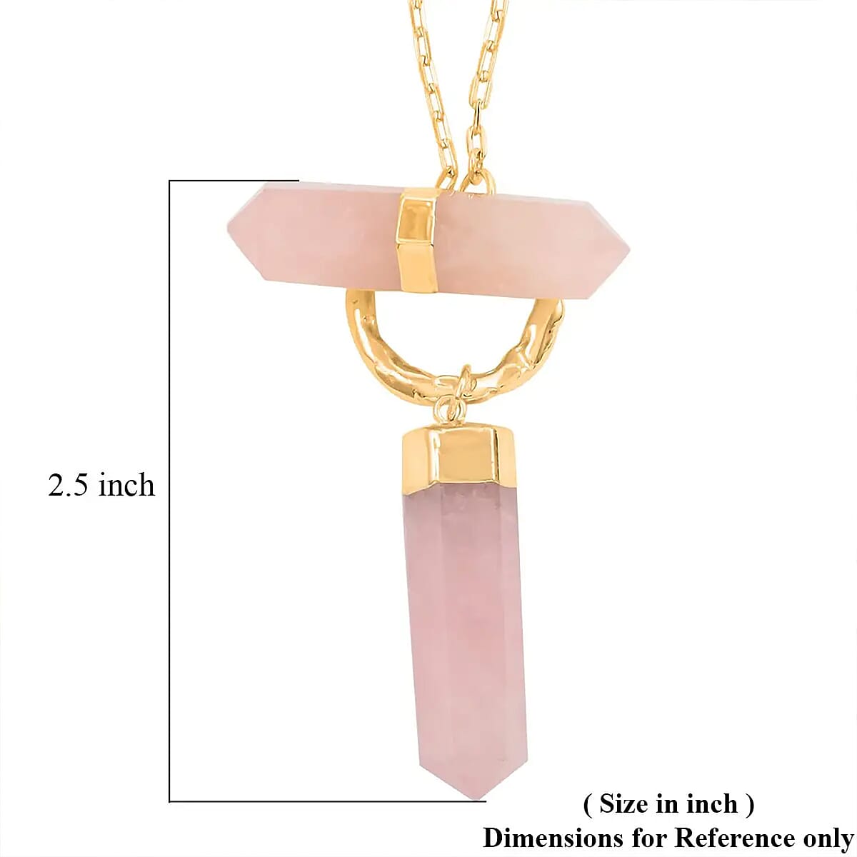 Galilea Rose Quartz 91.50 ctw Pencil Shape Pendant Necklace in Goldtone 35 Inches image number 6