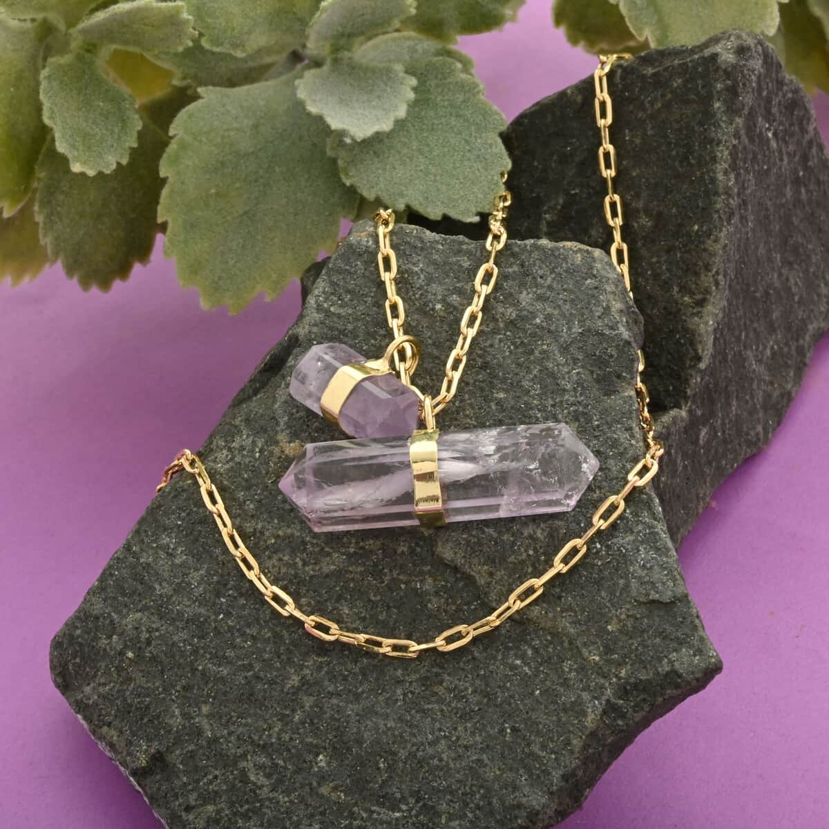 Amethyst Necklace 21-23 Inches in Goldtone 37.50 ctw image number 1