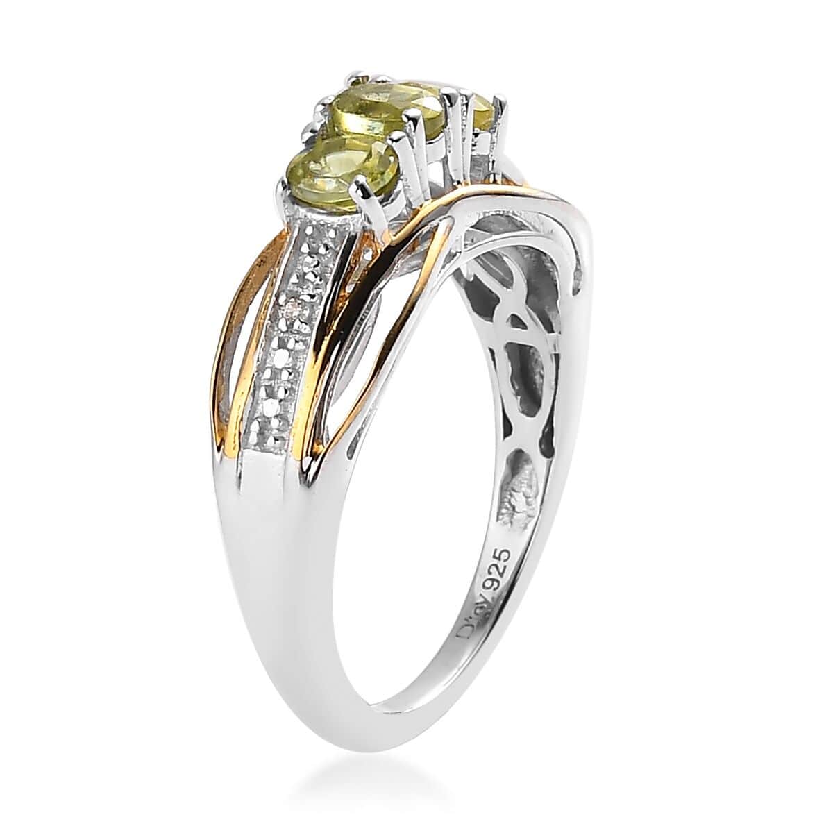 Premium Sava Sphene and White Zircon Ring in Vermeil Yellow Gold and Platinum Over Sterling Silver 0.60 ctw image number 3