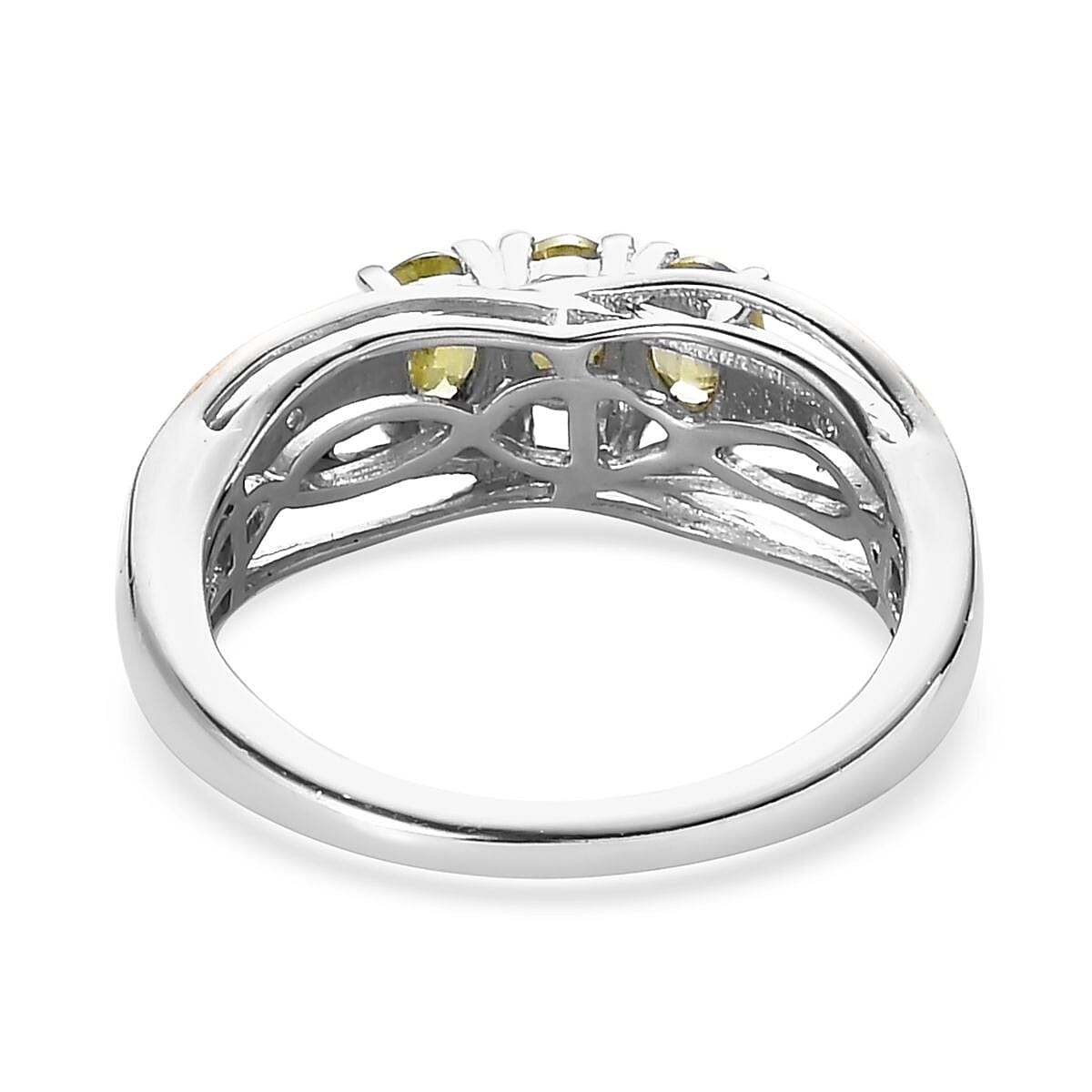 Premium Sava Sphene and White Zircon Ring in Vermeil Yellow Gold and Platinum Over Sterling Silver (Size 8.0) 0.60 ctw image number 4