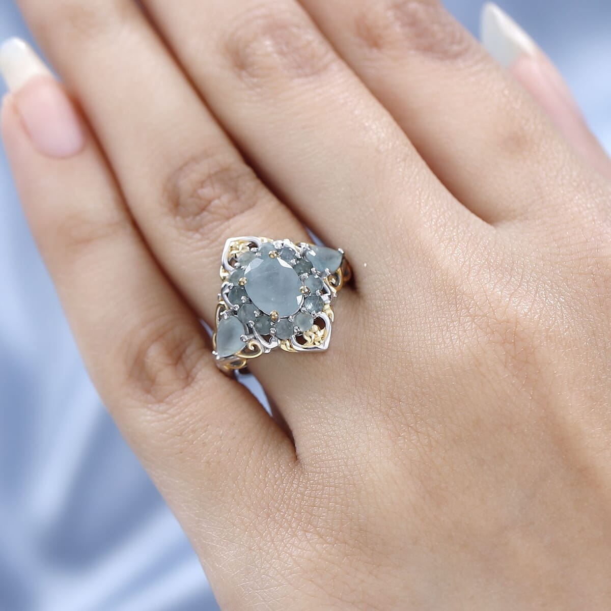 Grandidierite Ring in Vermeil Yellow Gold and Platinum Over Sterling Silver 2.60 ctw image number 2