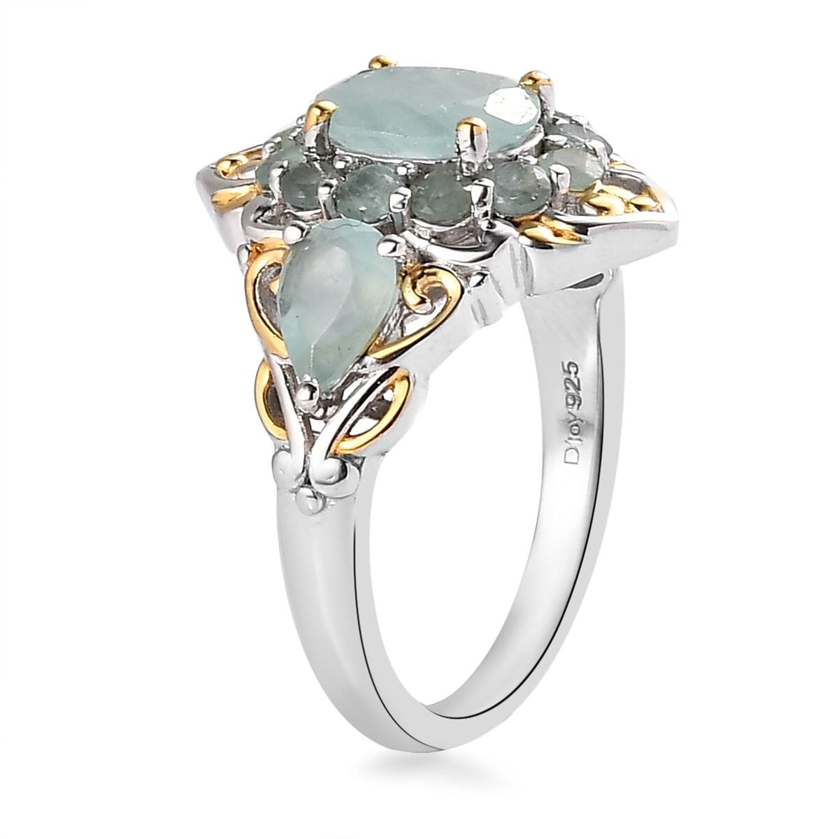 Grandidierite Ring in Vermeil Yellow Gold and Platinum Over Sterling Silver 2.60 ctw image number 3