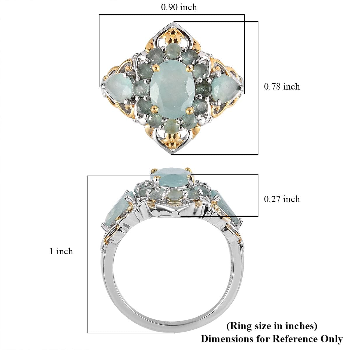 Grandidierite Ring in Vermeil Yellow Gold and Platinum Over Sterling Silver 2.60 ctw image number 5