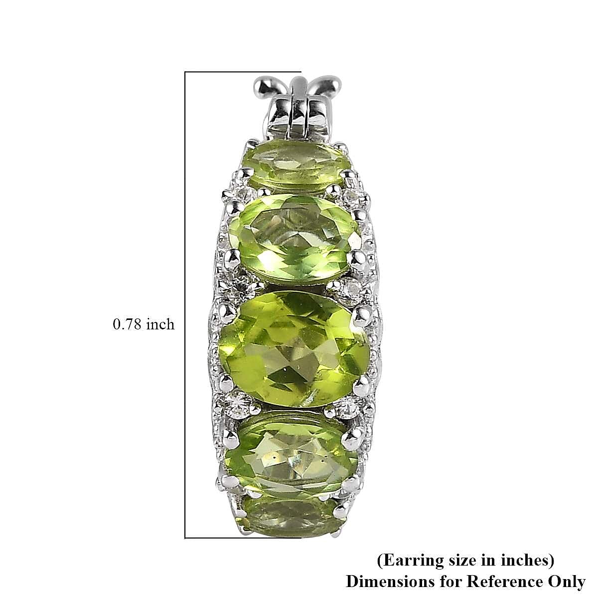 Premium Peridot and White Zircon Hoop Earrings in Platinum Over Sterling Silver 7.90 ctw