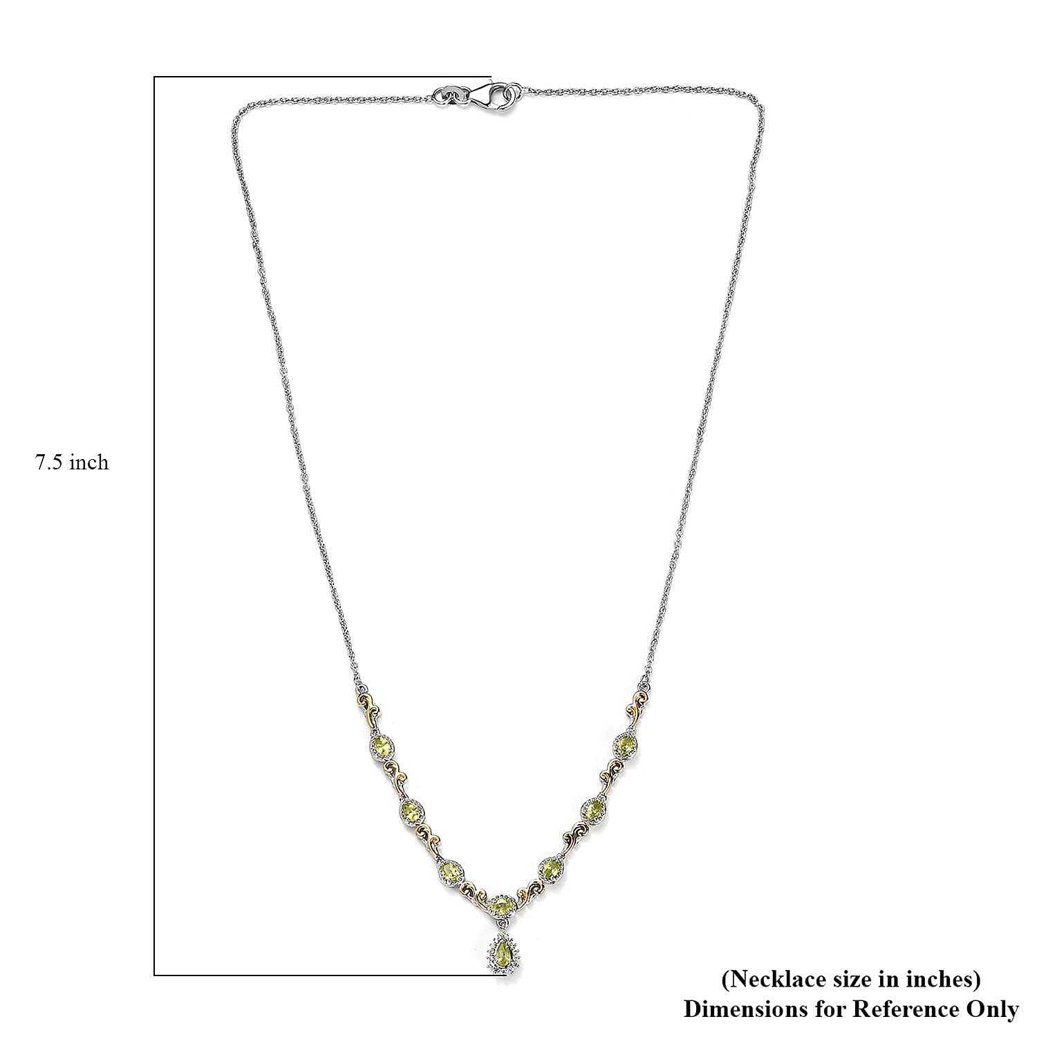 Premium Sava Sphene and White Zircon Necklace 18 Inches in Vermeil YG and Platinum Over Sterling Silver 1.70 ctw