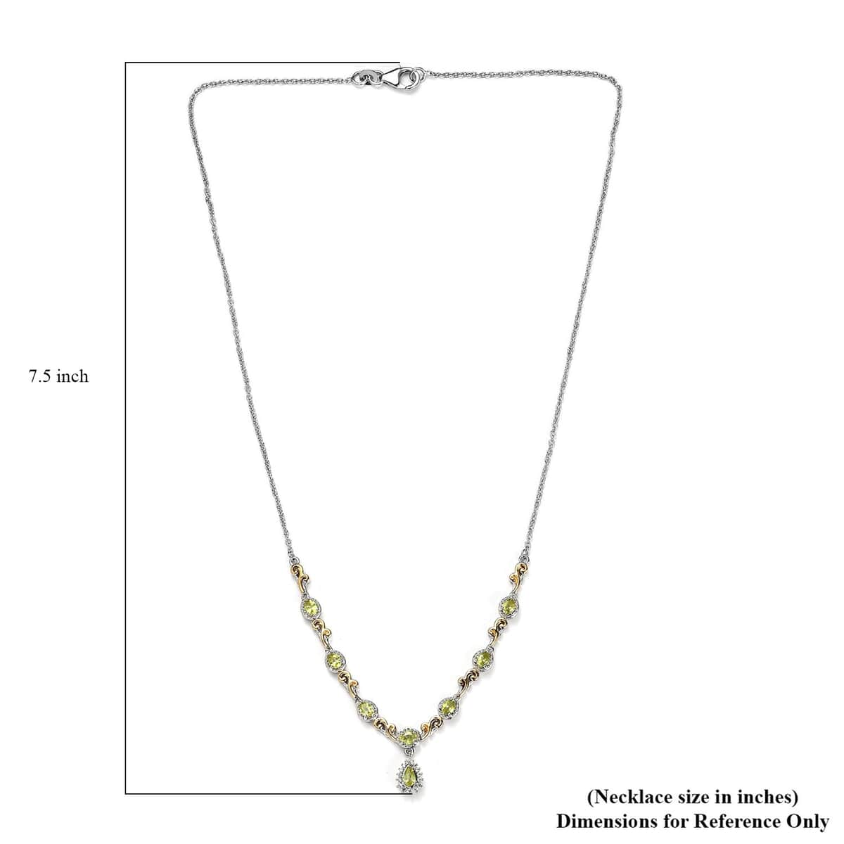 Premium Sava Sphene and White Zircon Necklace 18 Inches in Vermeil YG and Platinum Over Sterling Silver 1.70 ctw image number 5