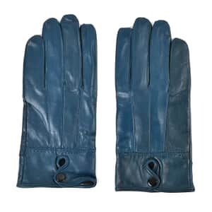 Blue Sheep Leather Gloves with first 2 fingers Screen Touch